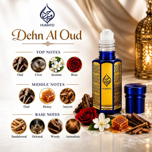 HUMAYD Dehn Al Oud Perfume Oil for Men | Concentrated Woody Oud Attar Roll on 6ml
