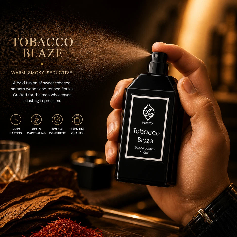 Tobacco Blaze Mens Perfume Arabian Tobacco Leather Oud Perfume Spray Humayd 50ml