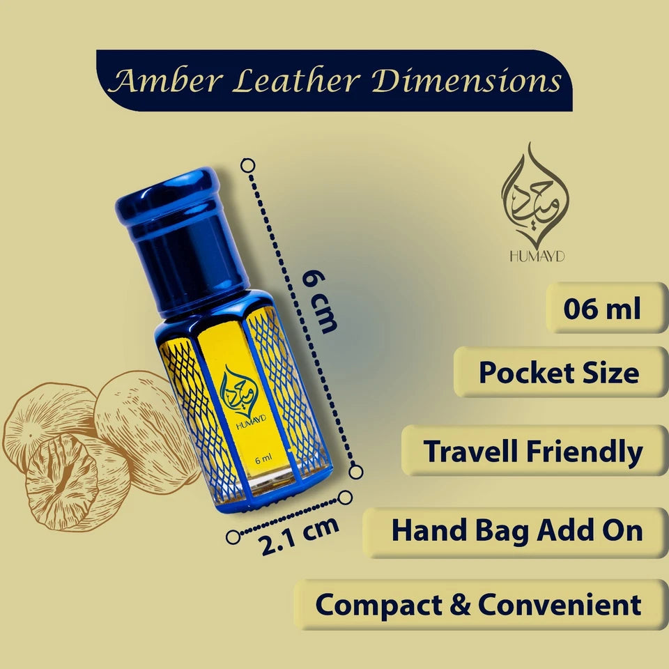 Amber Leather Perfume Oil by Humayd - Niche Oud Leather Fragrance for Men 6ml