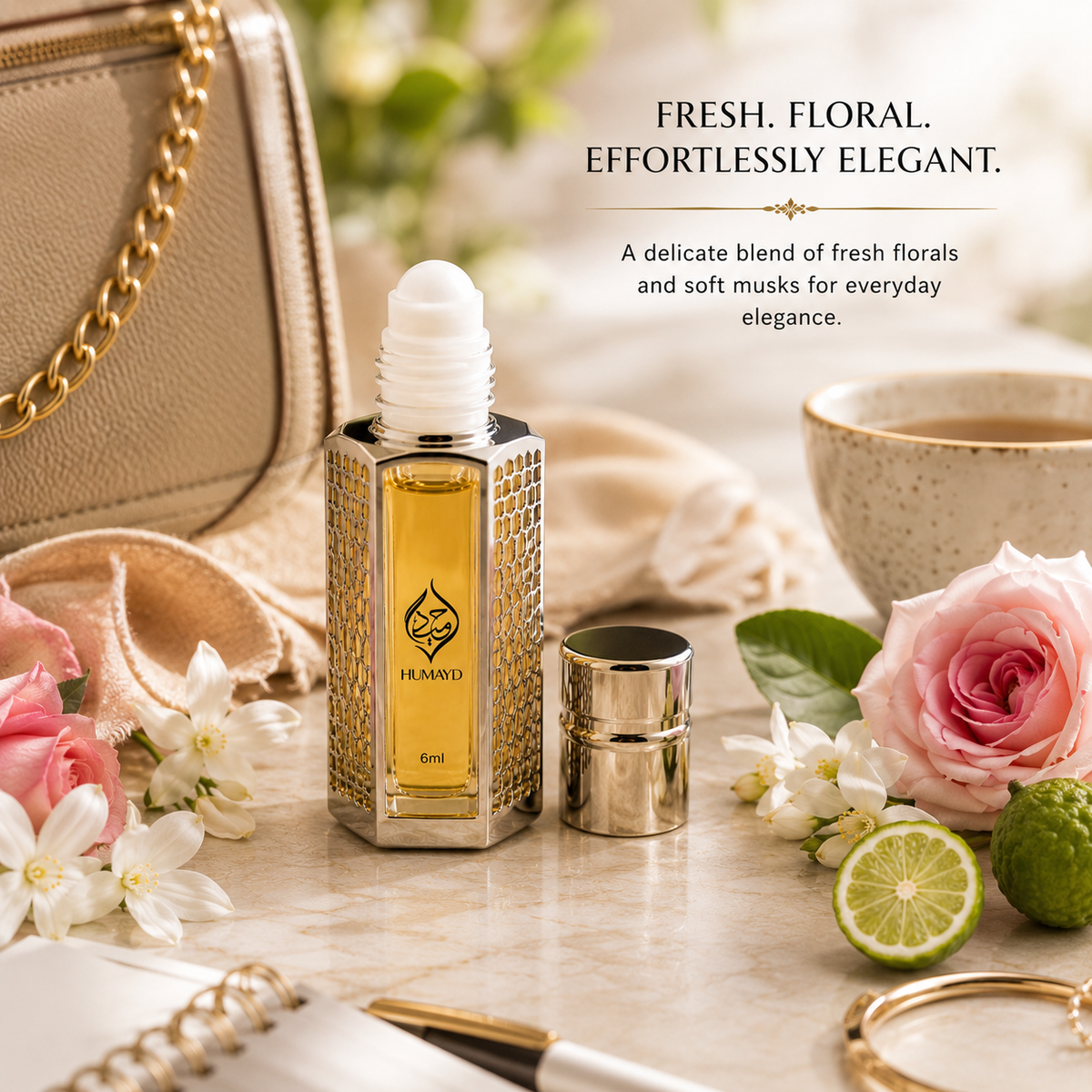 HUMAYD Arba Wardat Perfume Oil Unisex | Fresh Floral Fragrance Attar 6ml