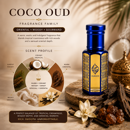 HUMAYD Coco Oud Perfume Oil Unisex | Arabian Coconut Attar Alcohol-Free 6ml