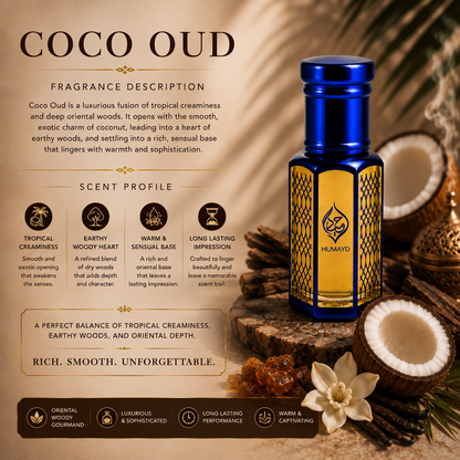 HUMAYD Coco Oud Perfume Oil Unisex | Arabian Coconut Attar Alcohol-Free 6ml
