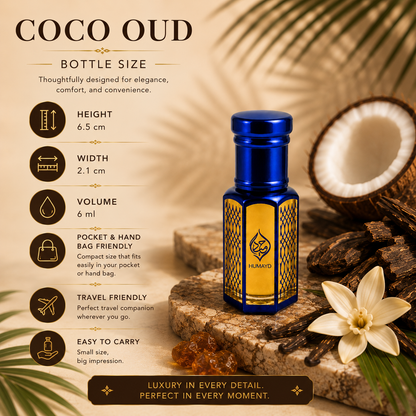 HUMAYD Coco Oud Perfume Oil Unisex | Arabian Coconut Attar Alcohol-Free 6ml