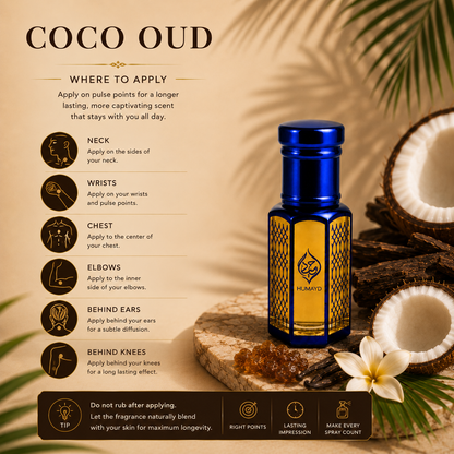 HUMAYD Coco Oud Perfume Oil Unisex | Arabian Coconut Attar Alcohol-Free 6ml