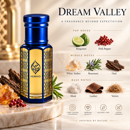 HUMAYD Dream Valley Perfume Oil Unisex | Concentrated Oud Attar Roll On 6ml