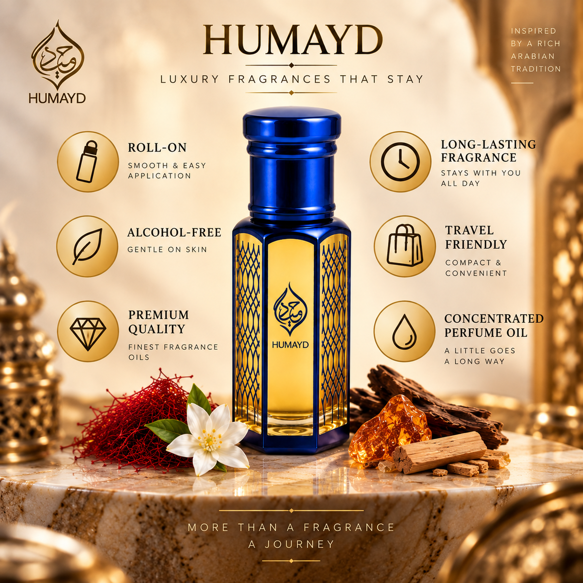 HUMAYD Mizyan Perfume Oil Unisex | Concentrated Arabian Attar Roll On 6ml
