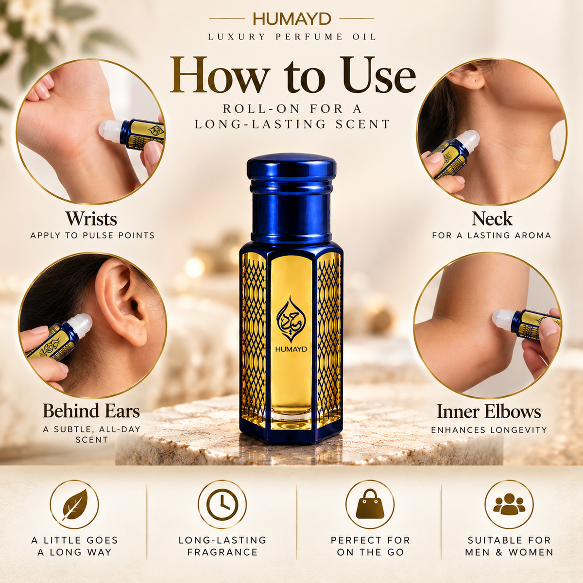 HUMAYD Mukhallat Emirates Perfume Oil Unisex | Floral Spicy Arabian Attar 6ml
