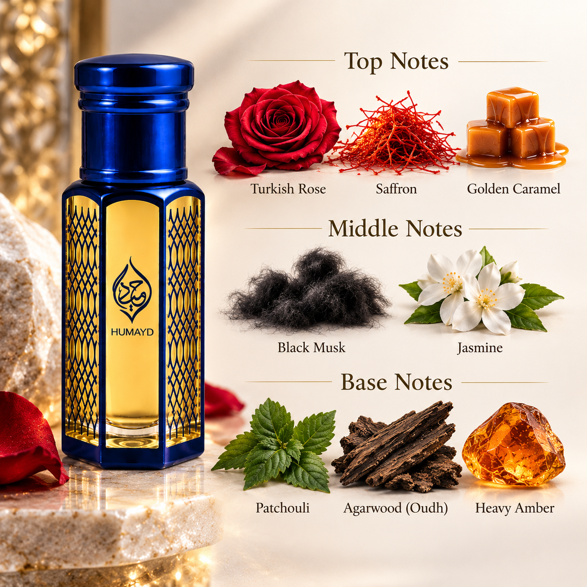 HUMAYD Mukhallat Emirates Perfume Oil Unisex | Floral Spicy Arabian Attar 6ml