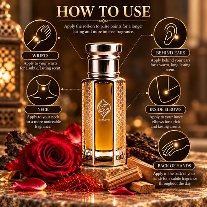 HUMAYD Mukhallat Malaki Perfume Oil | Concentrated Oud Spicy Arabian Roll On 6ml