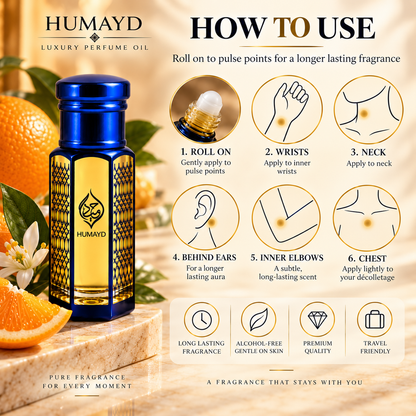 HUMAYD Orange Musk Perfume Oil Unisex | Concentrated Attar Alcohol Free 6ml