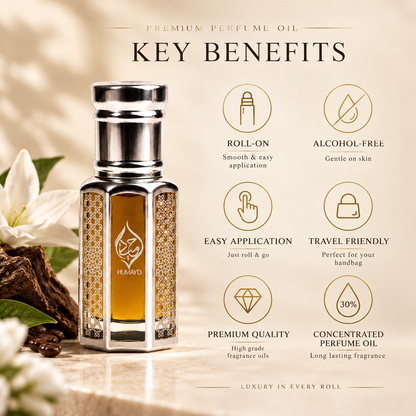 HUMAYD Oud Afghan Perfume Oil Men | Concentrated Oud Roll On Fragrance 6ml