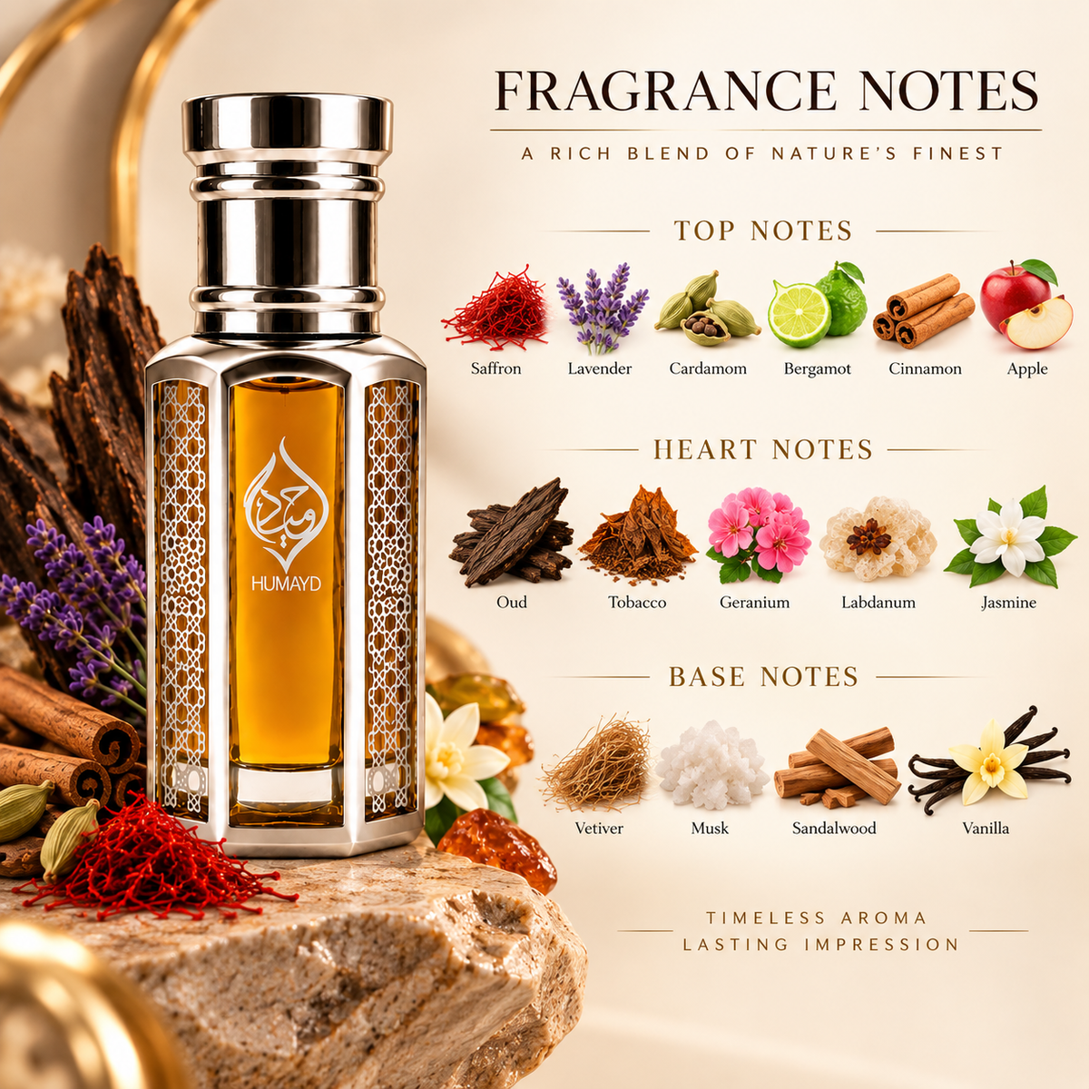 HUMAYD Oud Emir Perfume Oil | Concentrated Arabian Oud Spicy Attar Roll On 6ml