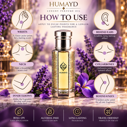 HUMAYD Oud Lavender Perfume Oil Unisex | Roll On Alcohol Free Fragrance 6ml