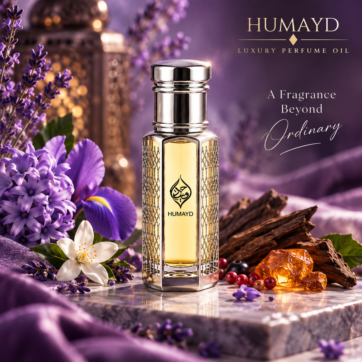HUMAYD Oud Lavender Perfume Oil Unisex | Roll On Alcohol Free Fragrance 6ml