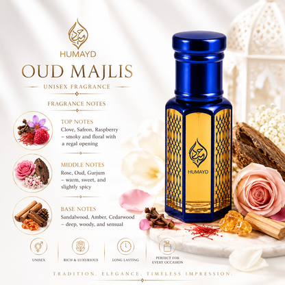 HUMAYD Oud Majlis Perfume Oil Unisex | Concentrated Arabian Attar Roll-On 6ml