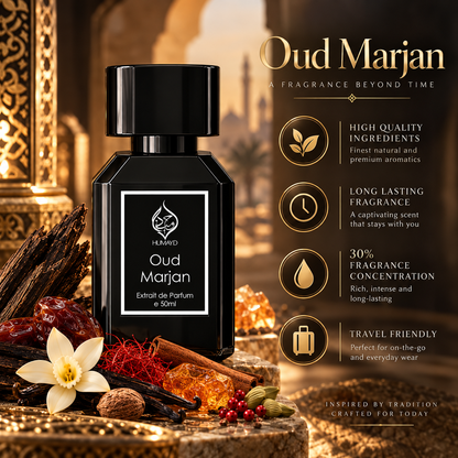 HUMAYD Oud Marjan Extrait de Parfum Unisex | Arabian Perfume Fragrance 50ml