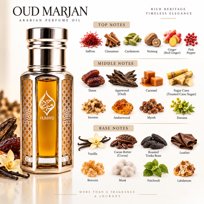 HUMAYD Oud Marjan Perfume Oil Unisex | Roll On Arabian Fragrance 6ml