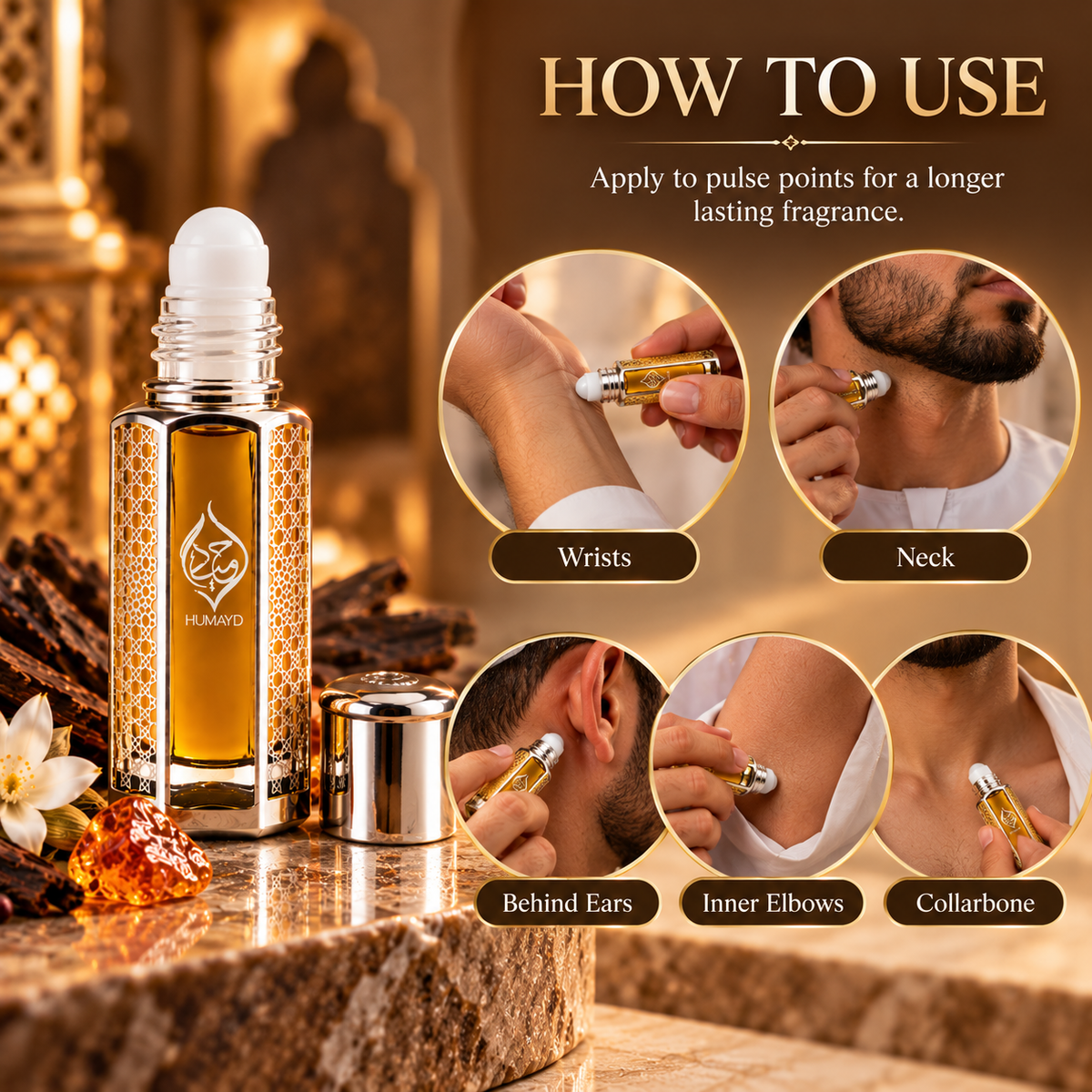 HUMAYD Oud Mukhallat Perfume Oil Unisex | Arabian Spicy Roll On Fragrance 6ml