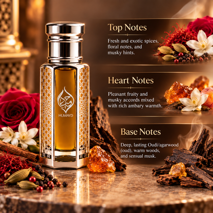 HUMAYD Oud Mukhallat Perfume Oil Unisex | Arabian Spicy Roll On Fragrance 6ml