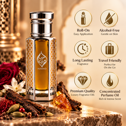 HUMAYD Oud Mukhallat Perfume Oil Unisex | Arabian Spicy Roll On Fragrance 6ml