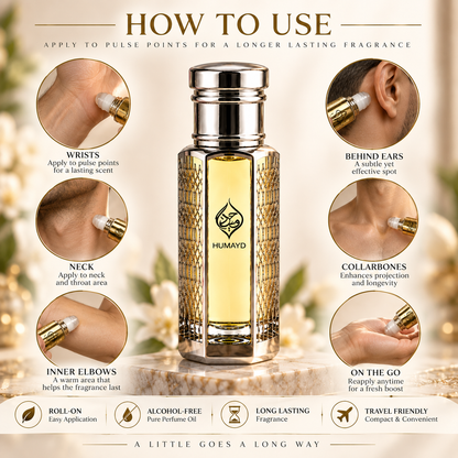 HUMAYD Oud Roses Perfume Oil Unisex | Roll On Alcohol Free Fragrance 6ml
