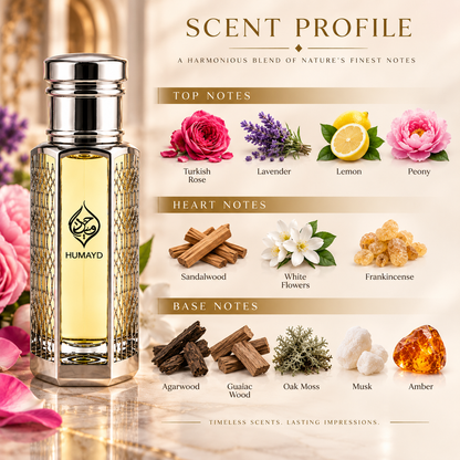 HUMAYD Oud Roses Perfume Oil Unisex | Roll On Alcohol Free Fragrance 6ml