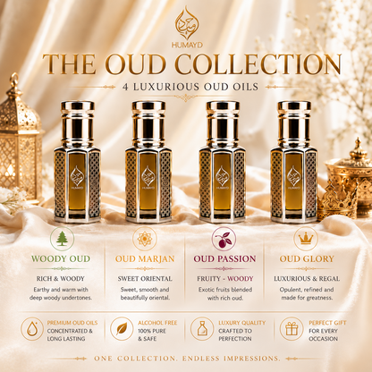 HUMAYD Oud Perfume Oil Collection 4 Pack 6ml | Long Lasting Arabian Attar | Alcohol Free
