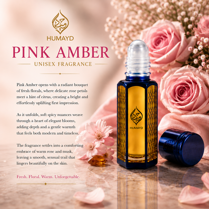 HUMAYD Pink Amber Perfume Oil Unisex | Arabian Roll-On Floral Musk Fragrance 6ml
