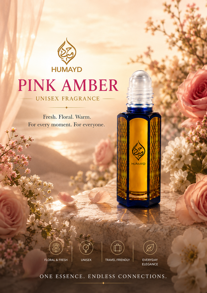 HUMAYD Pink Amber Perfume Oil Unisex | Arabian Roll-On Floral Musk Fragrance 6ml