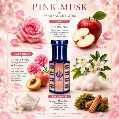 HUMAYD Pink Musk Perfume Oil Unisex | Concentrated Musk Alcohol-Free Attar 6ml