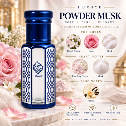 HUMAYD Powder Musk Perfume Oil Unisex | Thick Musk Attar Alcohol Free Scent 6ml