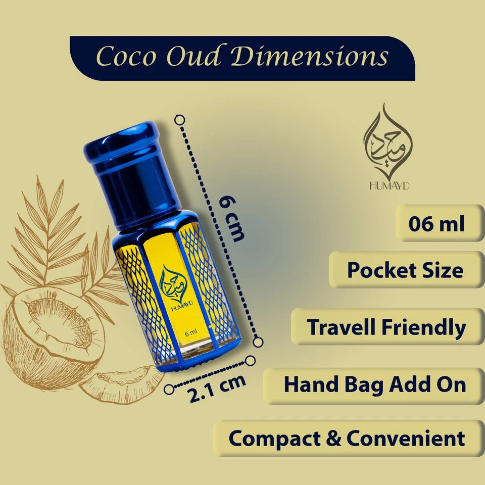 Coco Oud Perfume Oil by Humayd - Unisex Arabian Attar Alcohol Free Roll on 6ml