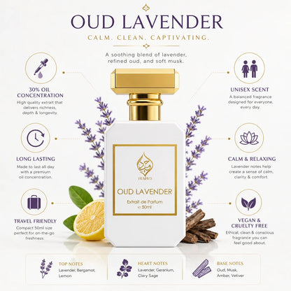 Oud Lavender Extrait de Parfum Spicy Aromatic Oud Unisex Perfume by Humayd 50ml