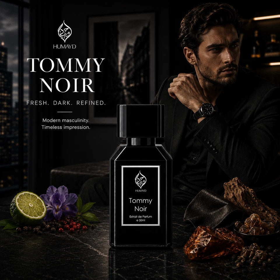 Tommy Noir Mens Perfume Woody Spicy Leather Niche Extrait de Parfum Humayd 50ml