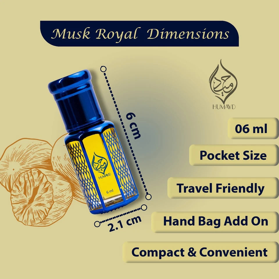 Musk Royal Perfume Oil by Humayd Woody Arabian Attar Alcohol Free Fragrance 6ml