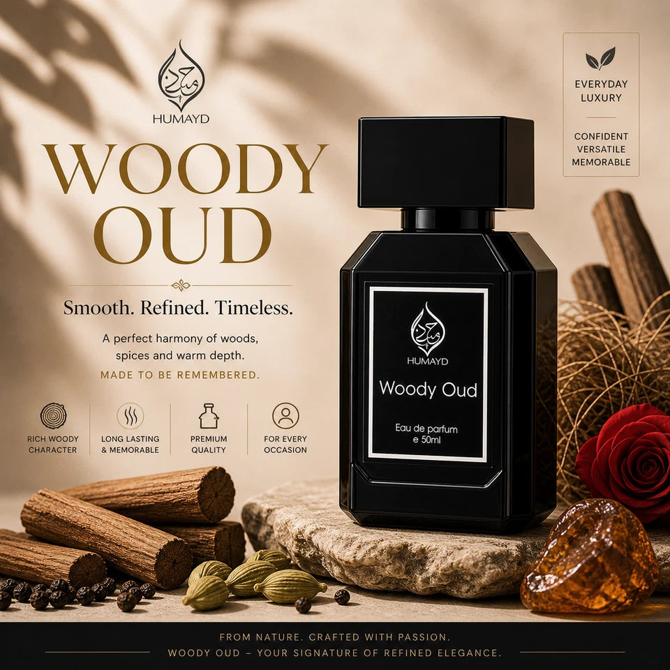 Woody Oud Perfume for Men Long Lasting Oud Fragrance EDP Spray by Humayd 50ml