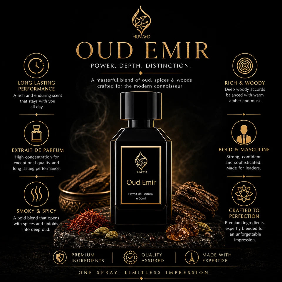 Oud Emir Woody Oud Perfume for Men Arabic Niche Extrait de Parfum by Humayd 50ml