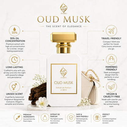 Oud Musk Extrait de Parfum Musk Oud Floral Perfume Long Lasting Unisex 50ml