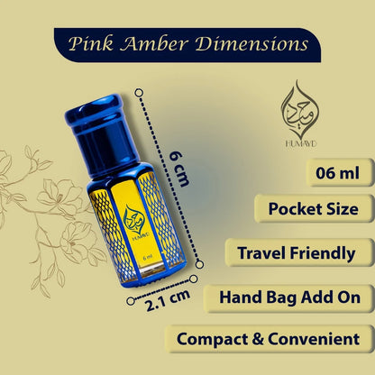 Pink Amber Perfume Oil by Humayd Luxury Long Lasting Arabian Roll on Perfume 6ml