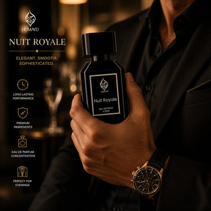 Nuit Royale Eau De Parfum Men's Oud Perfume Woody Arabian Niche by Humayd 50ml