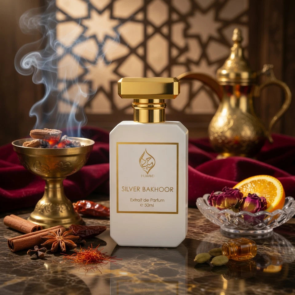 Silver Bakhoor Extrait de Parfum Niche Arabian Perfume Floral Spicy Unisex 50ml