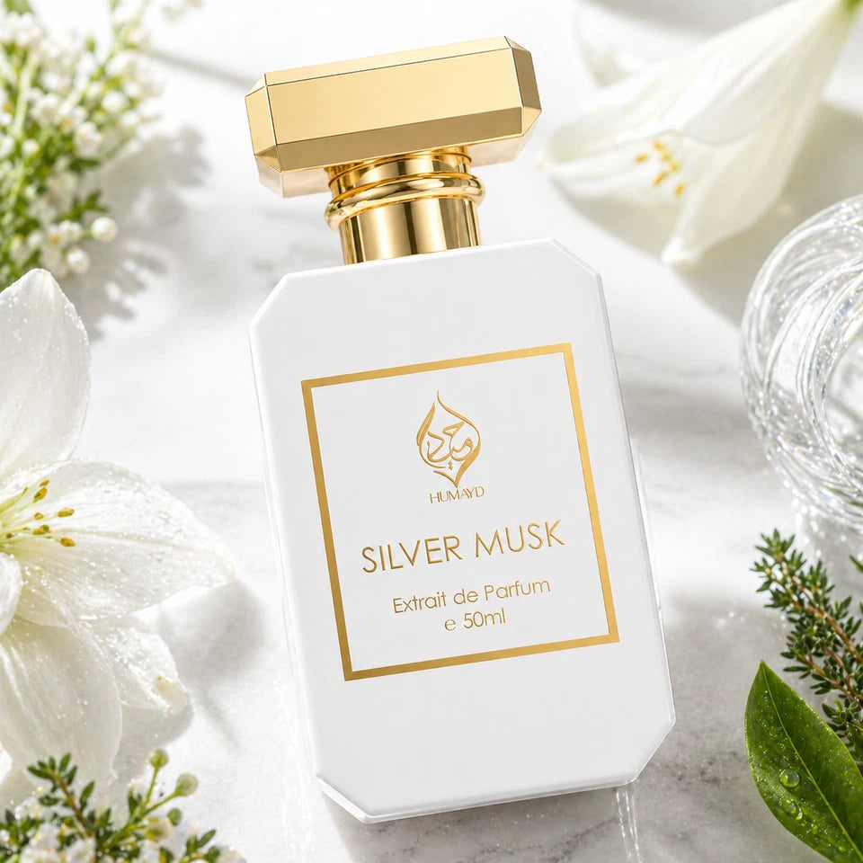 Silver Musk Extrait de Parfum Unisex Floral Citrus Musk Perfume by Humayd 50ml