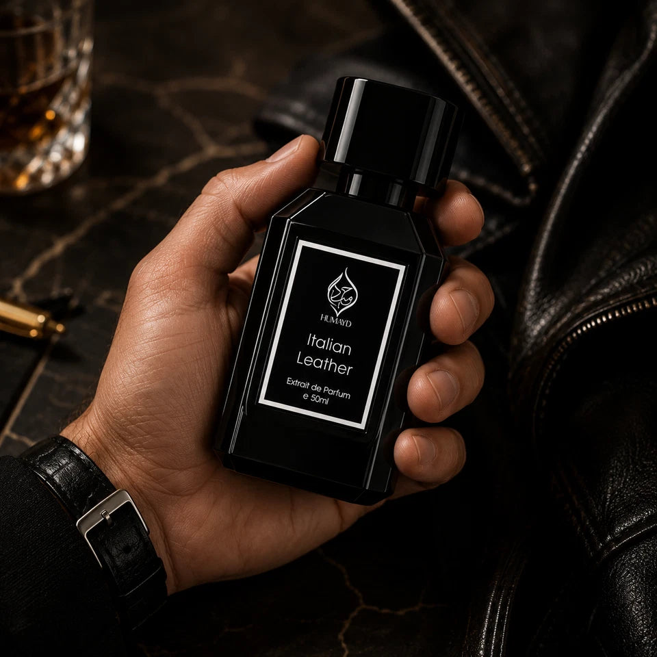 Italian Leather Tobacco Leather Mens Fragrance Extrait de Parfum Humayd 50ml