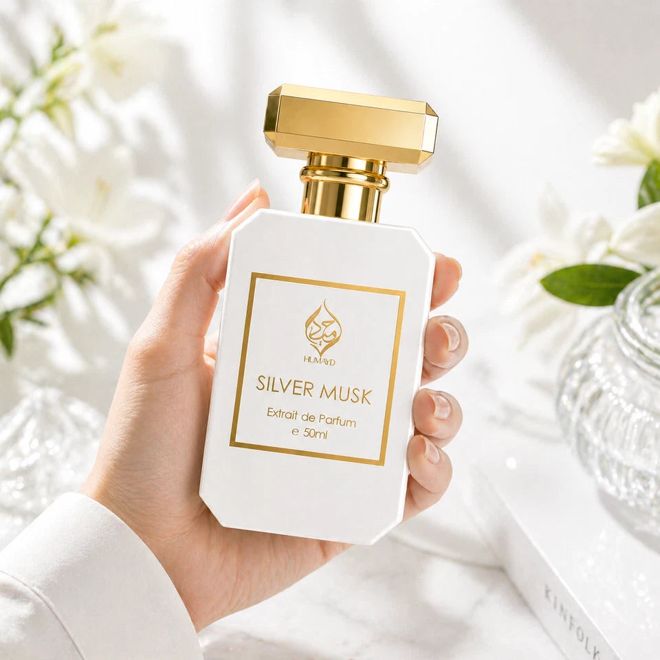 Silver Musk Extrait de Parfum Unisex Floral Citrus Musk Perfume by Humayd 50ml