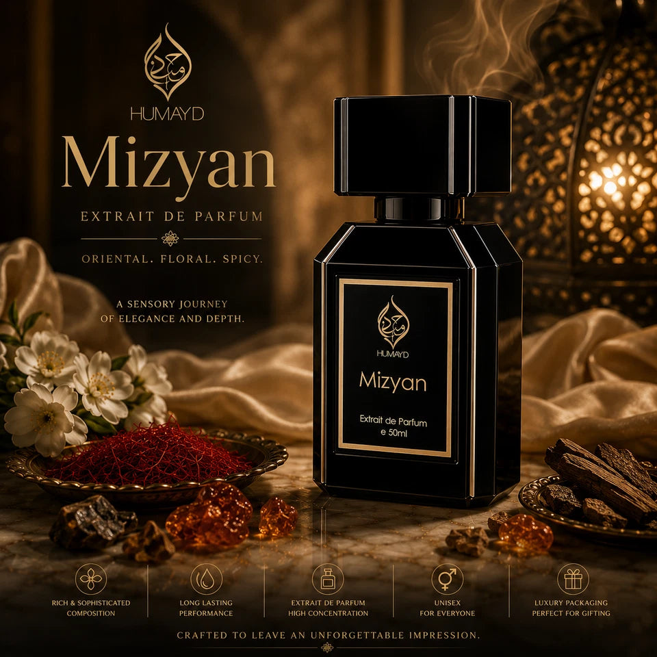 Mizyan Arabian Perfume Unisex OrientalLong Lasting Extrait de Parfum Humayd 50ml