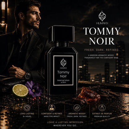 Tommy Noir Mens Perfume Woody Spicy Leather Niche Extrait de Parfum Humayd 50ml