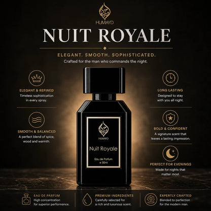 Nuit Royale Eau De Parfum Men's Oud Perfume Woody Arabian Niche by Humayd 50ml