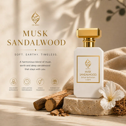Musk Sandalwood Extrait de Parfum Woody Musk Perfume Unisex Long Lasting 50ml