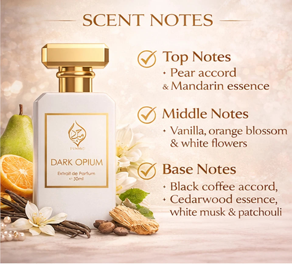 Dark Opium Womens Extrait de Parfum Niche Coffee Vanilla Floral Fragrance 50ml