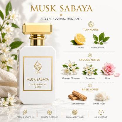 Musk Sabaya Extrait De Parfum Arabian Musk Floral Unisex Perfume by Humayd 50ml